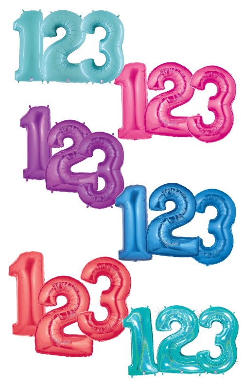 34" Foil Number Balloons - Classic Colors