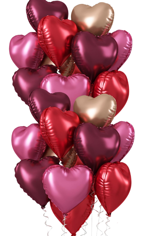 A Dozen of Hearts Multi Color Balloons (9 Color Options)